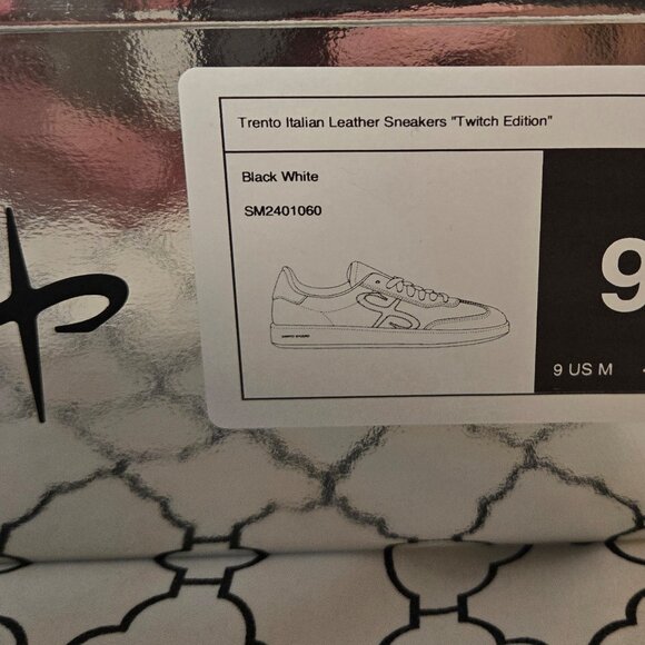 Santo Studio Trento Black / White Full Grain Leather Sneakers Men's Size 9 NWB - Picture 6 of 6